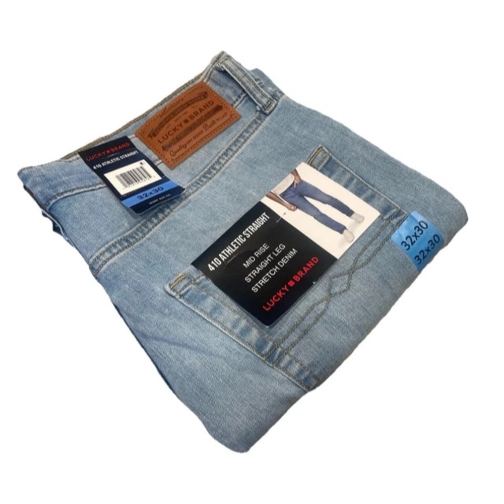 Lucky Brand 410 Athletic Straight Stretch 32x30 Light Blue Jeans NWT, $99 MSRP